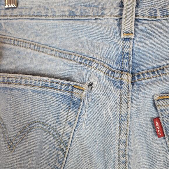 Levis 501 Jeans 26x32 Blue Button Fly Distressed High Rise Light Wash Straight - Picture 5 of 10